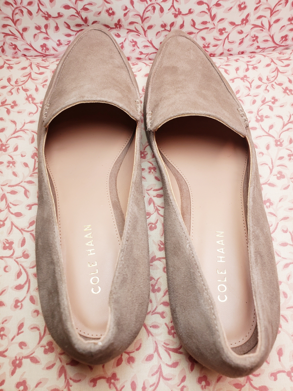 Cole Haan Taupe Suede Pointed-Toe Loafers for Women - Picture 2 of 7